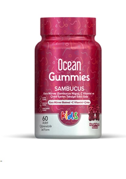 Ocean Gummies Sambucus 60 Adet Çiğnenebilir Jel Form