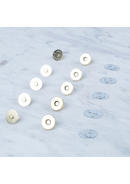 Hepohep Buffer Loren Manyetik Altın Renk Metal 5 Li Çıt Çıt Set