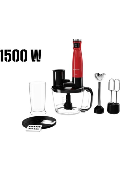 Çok Fonksiyonlu - 4 Bıçaklı 1500W Blender Seti Kırmızı