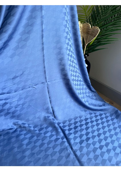 Vavscarfs Koza Desen Pamuk Jakar Şal Indigo