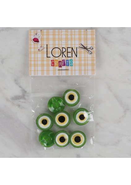 Hepohep Buffer Loren Crafts Yeşil 8 Li Nazar Boncuğu Düğme - 164