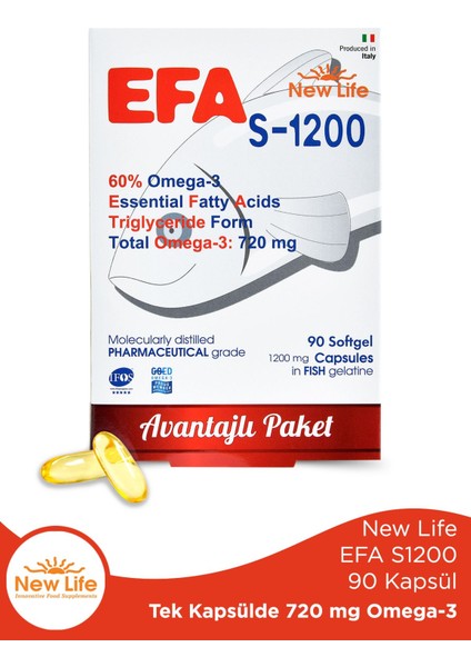 Asfstore New Life Efa S-1200 Mg 90 Kapsül