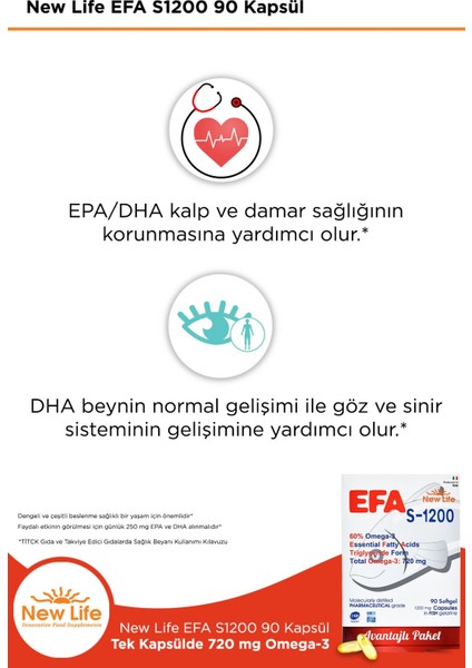 Asfstore New Life Efa S-1200 Mg 90 Kapsül fırsatları