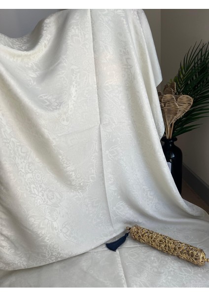 Vavscarfs Sarmaşık Etnik Desen Pamuk Jakar Şal Ekru