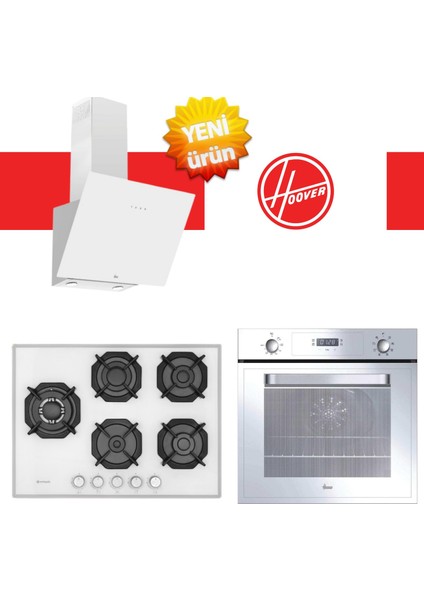 Savento Beyaz Ankastre Set (HOT3051WI/E + Eminçelik 22 386 S 5 Gözlü Yandan Wok + HDG6C1GWTK)