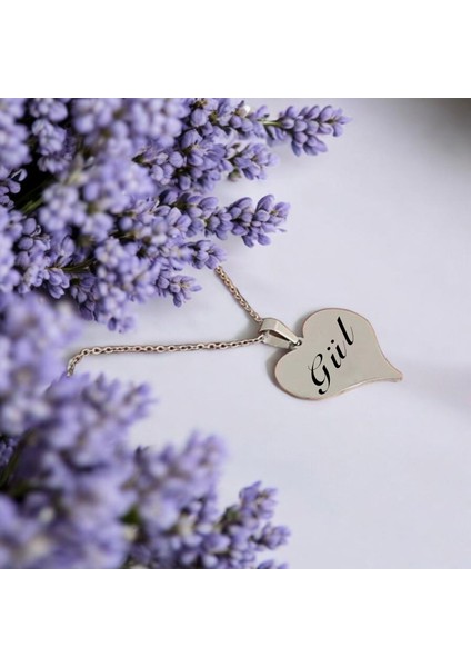 Gül İsmine Özel 925 Ayar Gümüş Plakalı Zincirli Kalp Motifli Hediyelik Kolye-456 İsim fiyatları