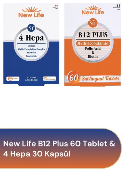 Asfstore New Life 4 Hepa 30 Softgel Kapsül + New Life B12 Plus Methylcobalamin 60 Tablet