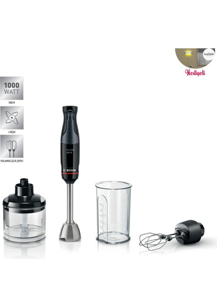 Serie 4 El Blenderı Paslanmaz Çelik Dörtlü Bıçak Teknolojisi 1000 W Siyah, Antrasit