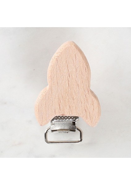 Loren Crafts Roket Figürlü Ahşap Emzik Klipsi