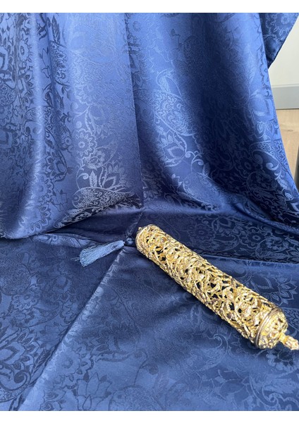 Vavscarfs Sarmaşık Etnik Desen Pamuk Jakar Şal Lacivert