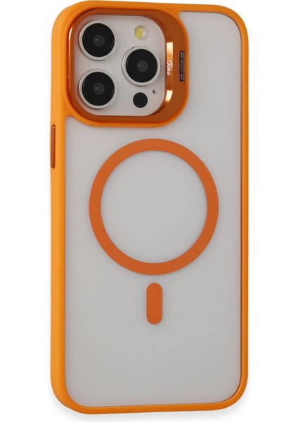Iphone 15 Pro Kılıf Roblox Lens Magsafe Standlı Kapak - Turuncu Bstmy