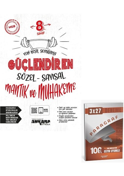 Ankara 2026 8. Sınıf Sözel Sayısal Mantık ve Muhakeme Güçlendiren Soru Bankası+Anla Kazan Paragraf