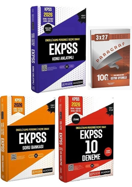 Pegem 2026 Ekpss Konu + Soru Bankası + 10 Deneme 3 Lü Set+Anla Kazan Paragraf