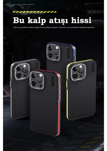 Iphone 15 Pro Max Kılıf Aramid 600D Kevlar Karbon Fiber Magsafe Kapak - Kırmızı Bstmy fırsatları