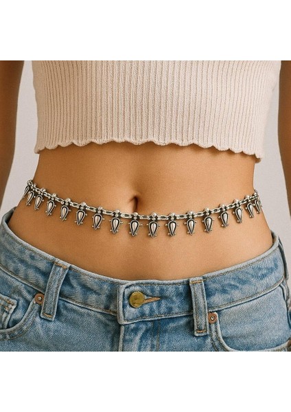 Damla Şekilli El Yapımı Ayarlanabilir Kadın Bel Vücut Zinciri