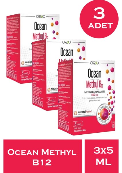 Ocean Methyl B12 Sprey 500 Mcg 5 ml 3 Adet