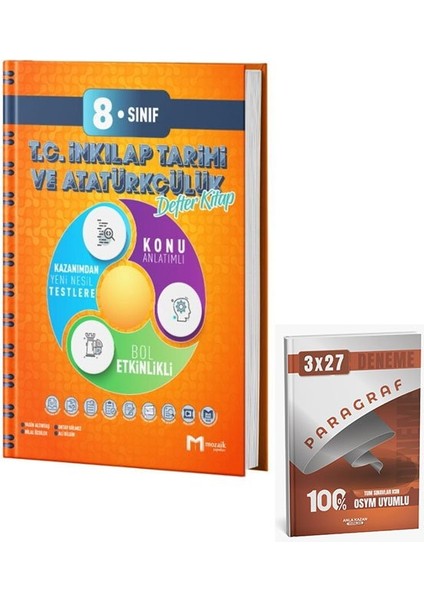 Mozaik 2026 8. Sınıf T.c. Inkılap Tarihi ve Atatürkçülük Defter Kitap+Anla Kazan Paragraf