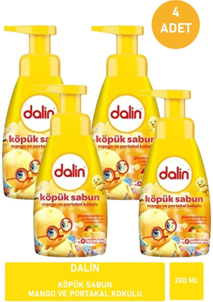Asfstore Dalin Köpük Sabun Mango ve Portakal Kokulu 200 ml x 4 Adet