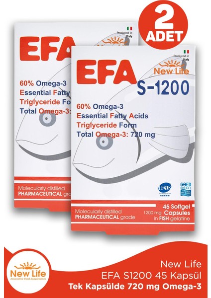 New Life Efa S-1200 Mg 45 Kapsül 2 Adet