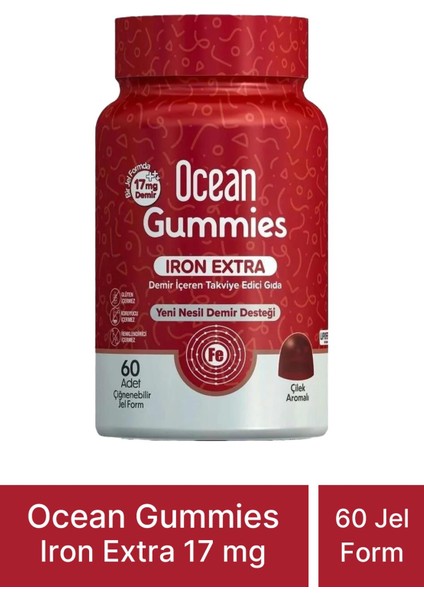 Ocean Gummies Iron Extra 17 Mg 60 Çiğnenebilir Jel