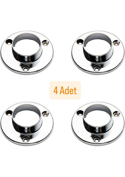 Yuvarlak Elbise Askı Borusu Tutucu-Flanş Vidalı 4 Adet