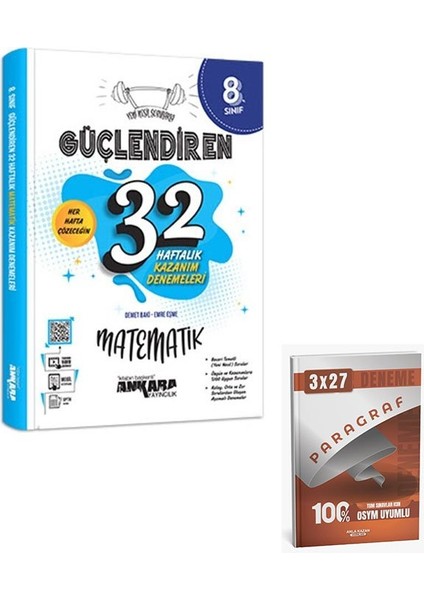 Ankara 2026 8. Sınıf Matematik Güçlendiren 32 Haftalık Kazanım Denemeleri+Anla Kazan Paragraf