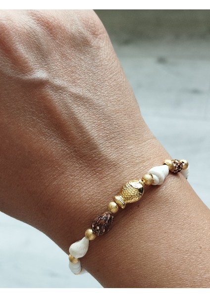 Balık ve Midye Kabuk Detaylı Kum Boncuk Yaz Tatili Kadın Bileklik fırsatları