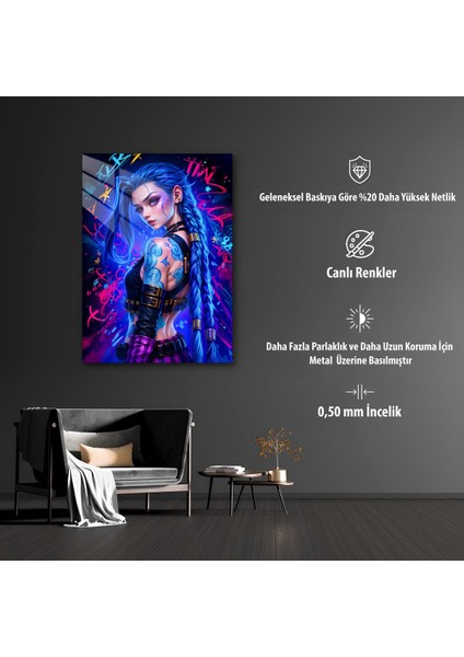 Arcane Jinx Temalı Hd Metal Tablo Poster modelleri