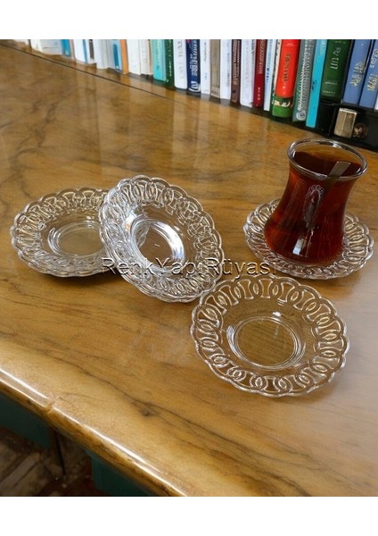 Çay Tabağı 6 Lı Çay Tabağı, Melamin Çay Tabağı, Porselen Görünümlü Şık Desenli Sağlam Plastik Altlık