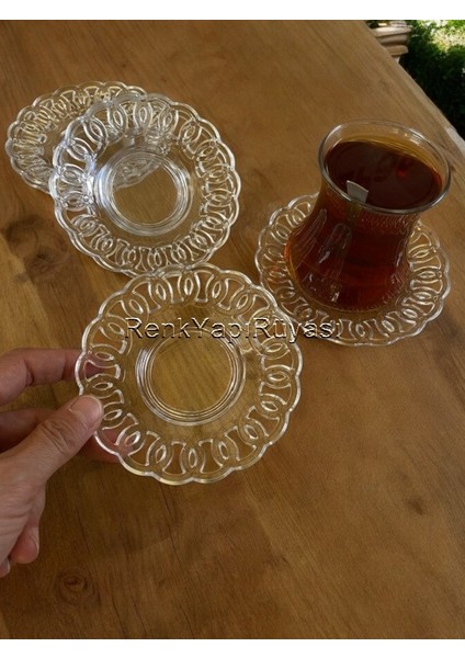 Çay Tabağı 6 Lı Çay Tabağı, Melamin Çay Tabağı, Porselen Görünümlü Şık Desenli Sağlam Plastik Altlık