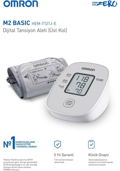 Omron M2 Basic HEM-7121J-E Tansiyon Aleti 2 Adet fiyatları