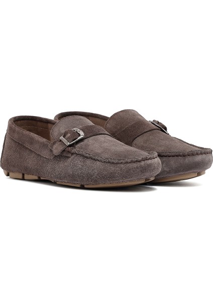 Erkek Vizon Süet Deri Casual Loafer 25SFD750110