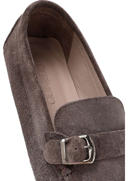 Erkek Vizon Süet Deri Casual Loafer 25SFD750110