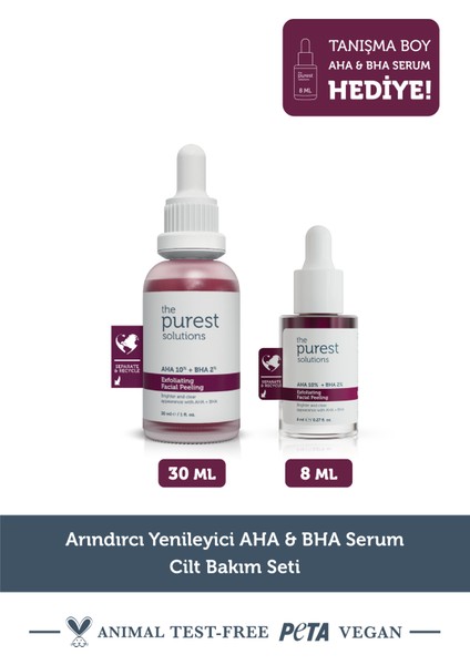 Arındırcı Yenileyici Aha & Bha Serum Cilt Bakım Seti: 30 ml Kırmızı Peeling + 8 ml Tanışma Boy