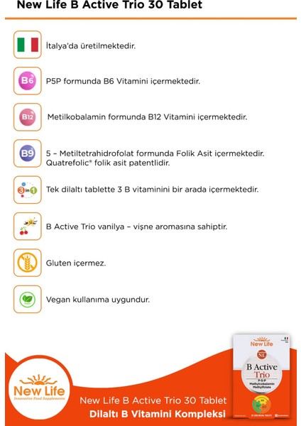 New Life B Active Trio 30 Tablet 2 Adet modelleri