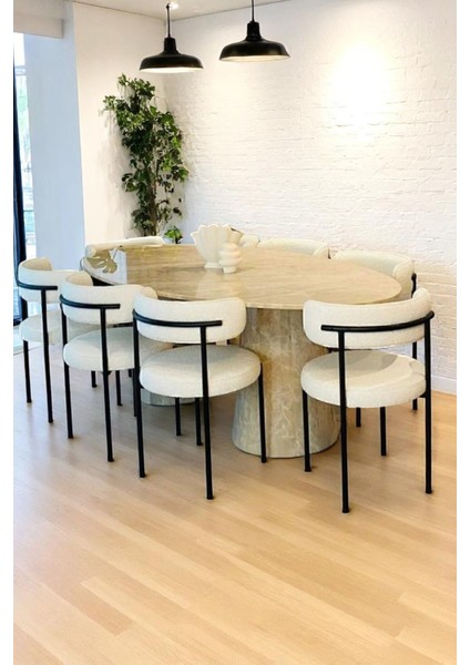 8'li Teddy Sandalye Mutfak Sandalyesi Salon Sandalyesi Cafe Restaurant Sandalyesi Beyaz