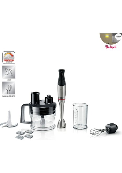 Premium Serie 6 4lü Paslanmaz Çelik Bıçak 10YIL Motor Garantili 1200 W El Blender Seti
