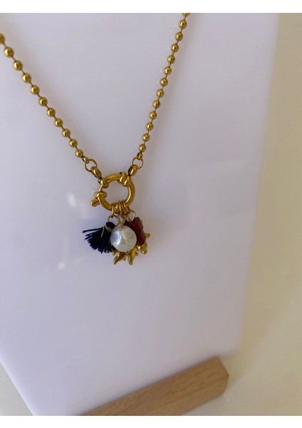 Çelik Gold Güneş Charm Figürlü Kolye