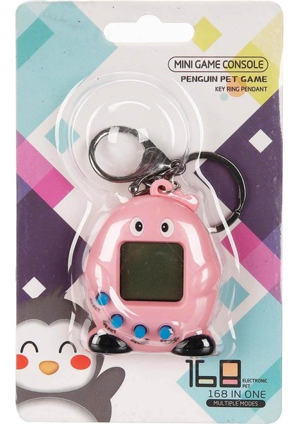 Penguen Şekilli Mini Oyun Konsolu Anahtarlık - Pembe