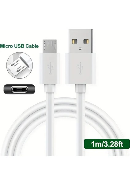 Micro USB Şarj ve Data Kablosu 2.0A 1 Metre Beyaz Renk fiyatları