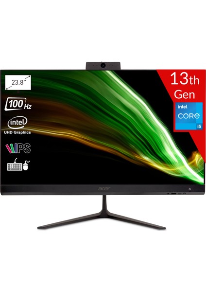 C24-2YE13U5UNL Intel Core I5-1334U 16GB 512GB SSD Intel UHD Graphics Linux 23.8 Fhd IPS 100Hz DQ.BN1EM.006 Siyah All In One Bilgisayar