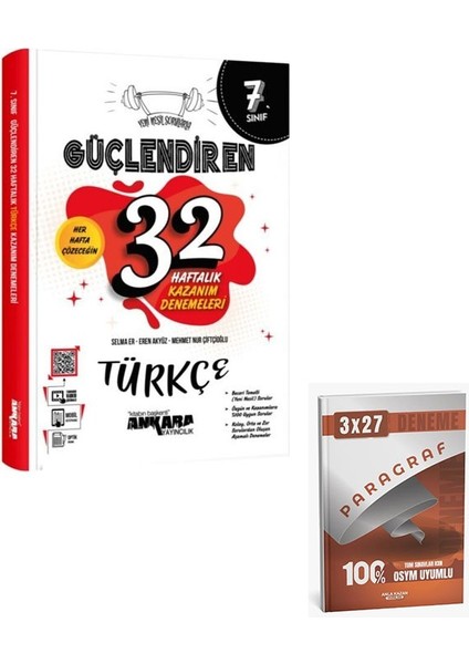 Ankara 2026 7. Sınıf Türkçe Güçlendiren 32 Haftalık Kazanım Denemeleri+Anla Kazan Paragraf
