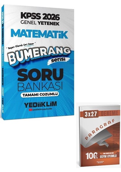 Yediiklim 2026 Kpss Matematik Bumerang Soru Bankası Çözümlü+Anla Kazan Paragraf