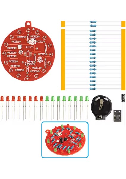 Dc 3V LED Işıklı Yılbaşı Ağacı Dekorasyon NE555 Hobi Devresi Dıy Lehimleme Kiti - Demonte(Montesiz)