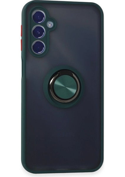 Samsung Galaxy M34 5g Kılıf Montreal Yüzüklü Silikon Kapak - Yeşil Bstmy