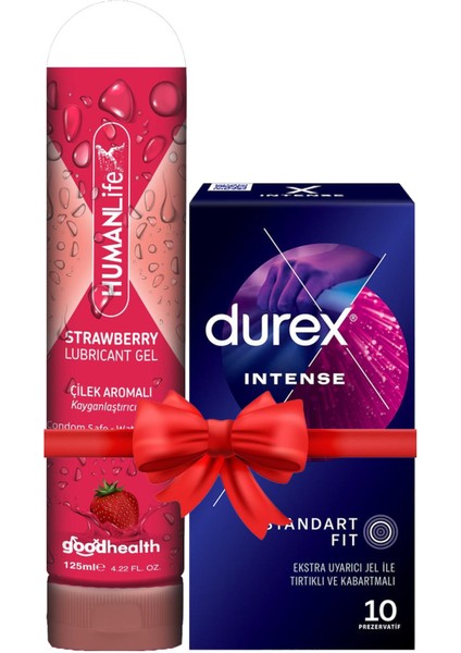 Intense Prezervatif 10'lu + Humanlife 125 ml Çilek Aromalı Jel Lubricant