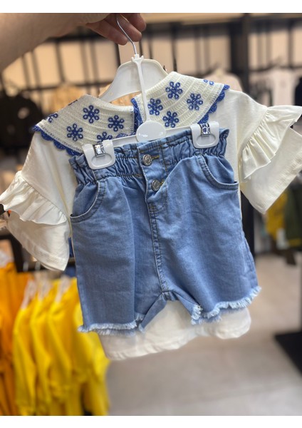 Yakalı Kot Şortlu Kız Takım modelleri