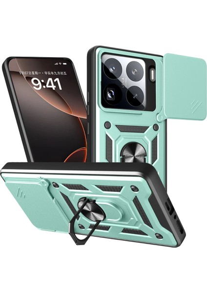 Xiaomi Mi 15 Pro Kılıf Pars Lens Yüzüklü Silikon - Yeşil Bstmy
