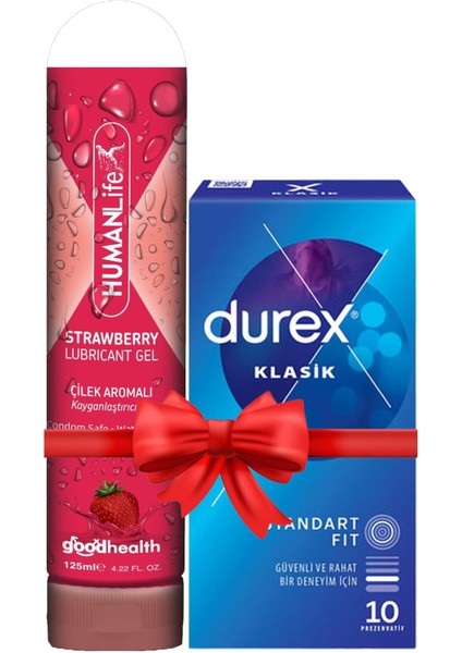 Klasik Prezervatif 10'lu + Humanlife Çilek Aromalı Jel Lubricant 125 ml