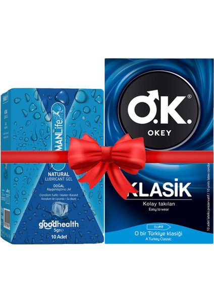 Asfstore Okey Prezervatif Klasik 10'lu + Humanlife 5 gr x 10 Doğal Jel Lubricant